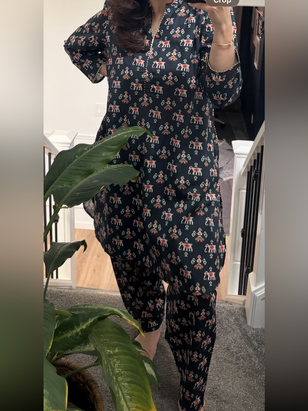 Relaxed Black Printed top and  Baloon pants